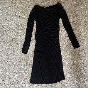 Loft Ruched Black Knit Dress